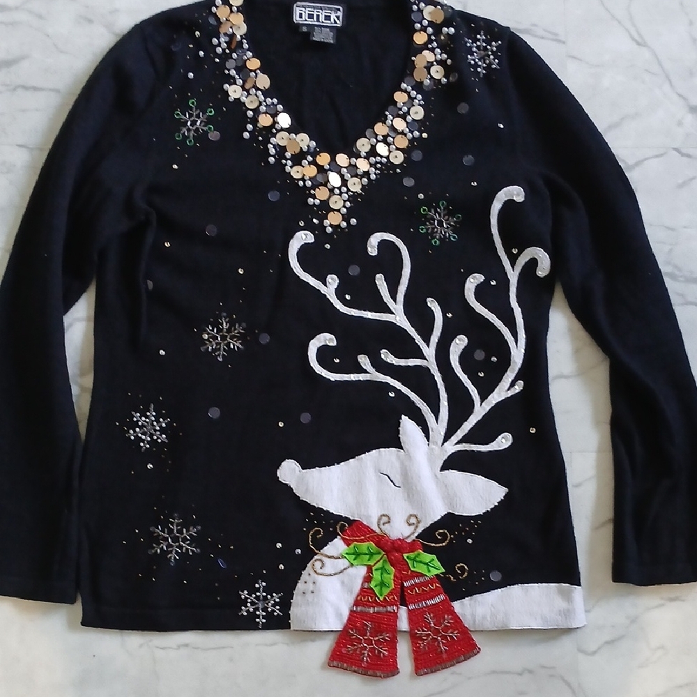 Berek Black Reindeer Ladies Sweater